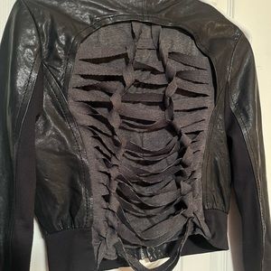 Cropped BCBG 100% genuine Leather jacket